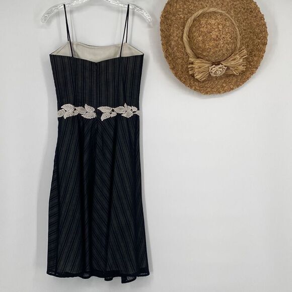 Helen Wang Fit & Flare Chiffon Spaghetti Strap Lace Dress Black Size‎ 2 - Picture 2 of 11